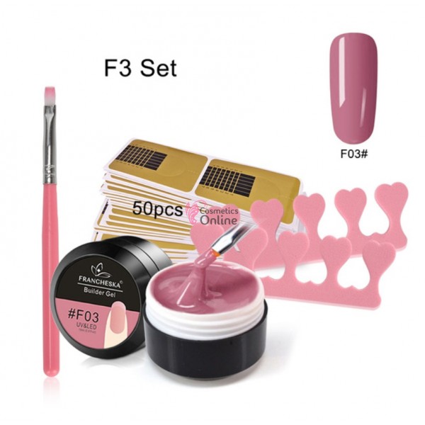 Kit pentru extensii unghii false cu Gel UV/ LED FRANCHESKA de 15 ml - FRA #F03 Camuflaj